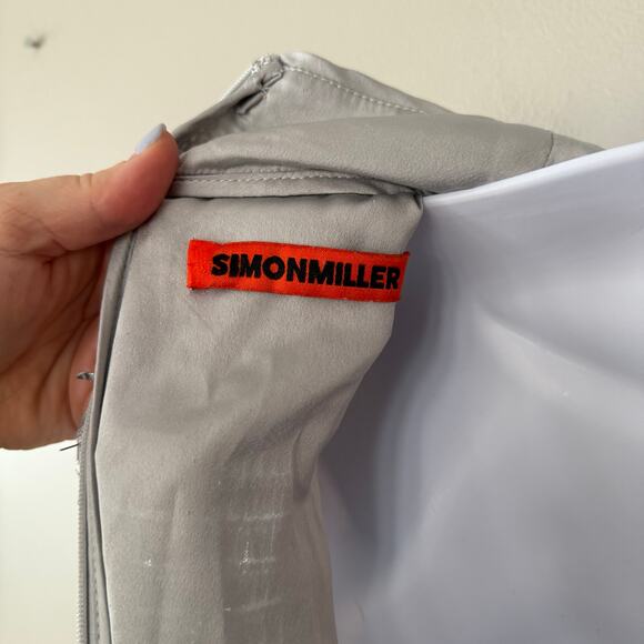 Simon Miller Sequin Sculpty Dress Satellite Silver Satin Maxi Long Sleeve 8 NYE - Picture 10 of 15